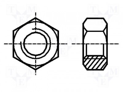 Гайка B3/BN117 Гайка; шестостенна; M3; стомана; Покритие: цинк; H:2,4mm; 5,5mm